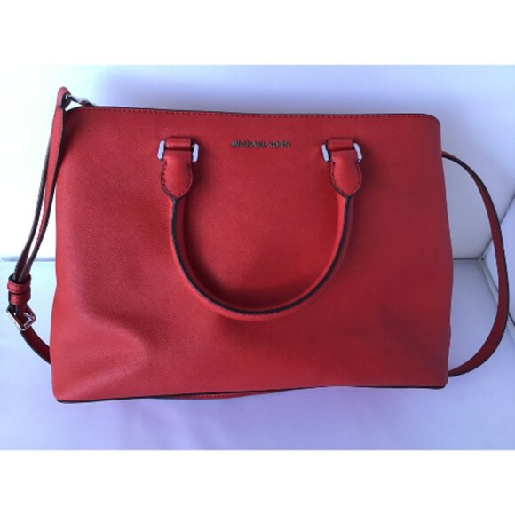 Michael Kors Savannah LG Satchel Puppy Red - Picture 1 of 13
